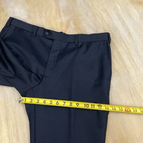 Hawes & Curtis Suit Mens 44S Short Slim Fit Wool Cuffed Pants 38x26 Black